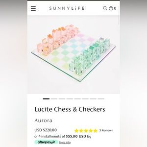 SunnyLife Chess and Checkers Aurora Board